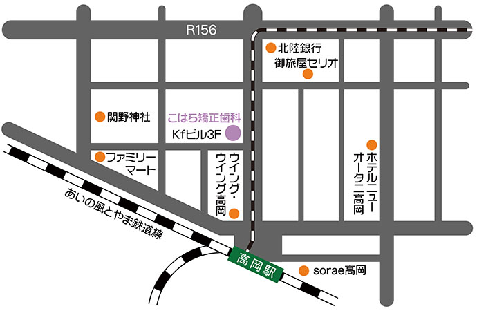こはら矯正歯科へのアクセスマップ
